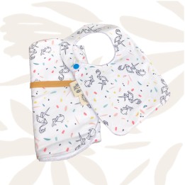Pack babero + toalla de lactancia. Origami.