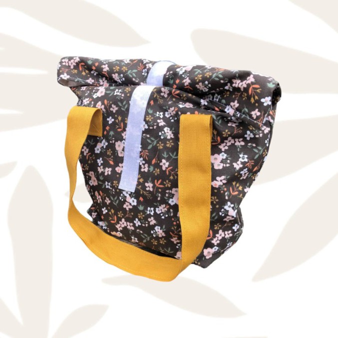 Bolsas merienda. Flores marrón.